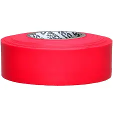 Flagging Tape, 1 3/16"X300' Taffeta, Red Glow, TRI TFRG