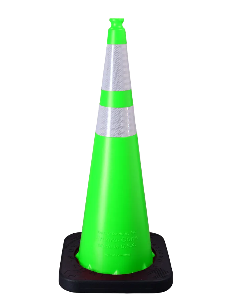Enviro Cone, 36" Lime w/Base, (1) 6" & (1) 4" 3M Reflective (3310) Collars, 10lbs. VIS 16036-L-HIWB-10