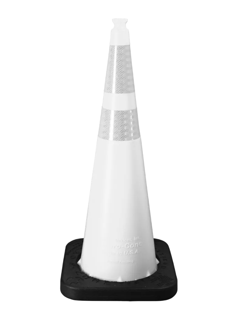 Enviro Cone, 36" White w/Base, (1) 6" & (1) 4" 3M Reflective (3310) Collars, 10lbs. VIS 16036-W-HIWB-10